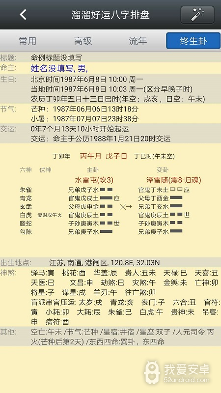 溜溜好运八字排盘