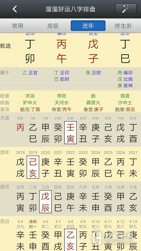 溜溜好运八字排盘